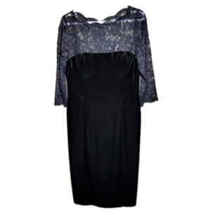 Eliza J size 14 black velvet lace built in bra with cups bodycon dress